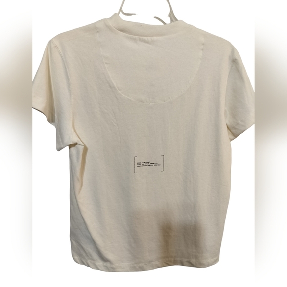 2248) Adidas Women's Sports Off White Classic Logo Short Sleeve Tee Size Medium - Picture 3 of 8